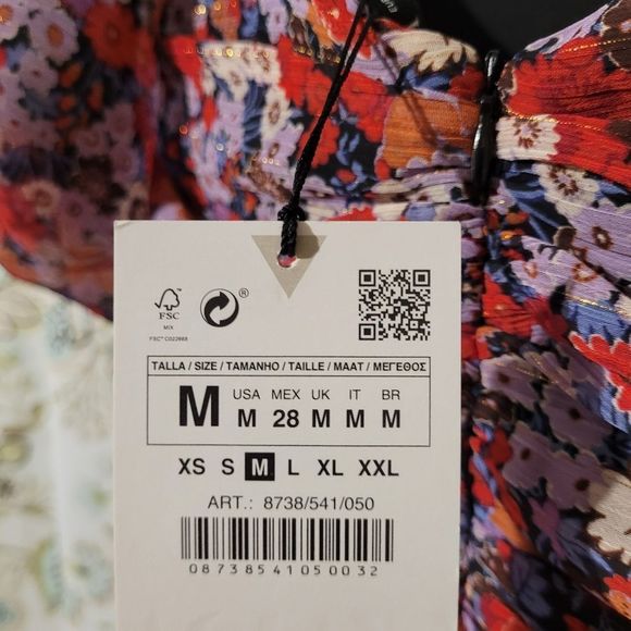 ZARA Floral Printed Dress With Ruching size medium - Picture 14 of 15